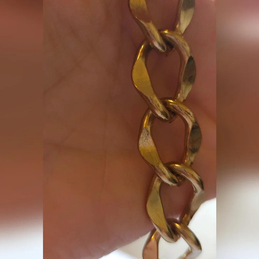 Vintage Gold Tone Chunky Curb Chain Link Bracelet Unisex Bracelet 9
